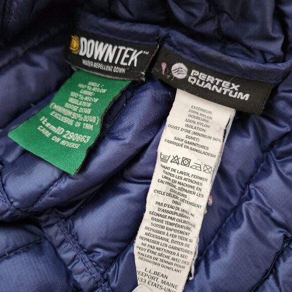 LL Bean Ultralight 850 Down Sweater Quilted Puffer Jacket Blue Womens Small Coat - Picture 4 of 8